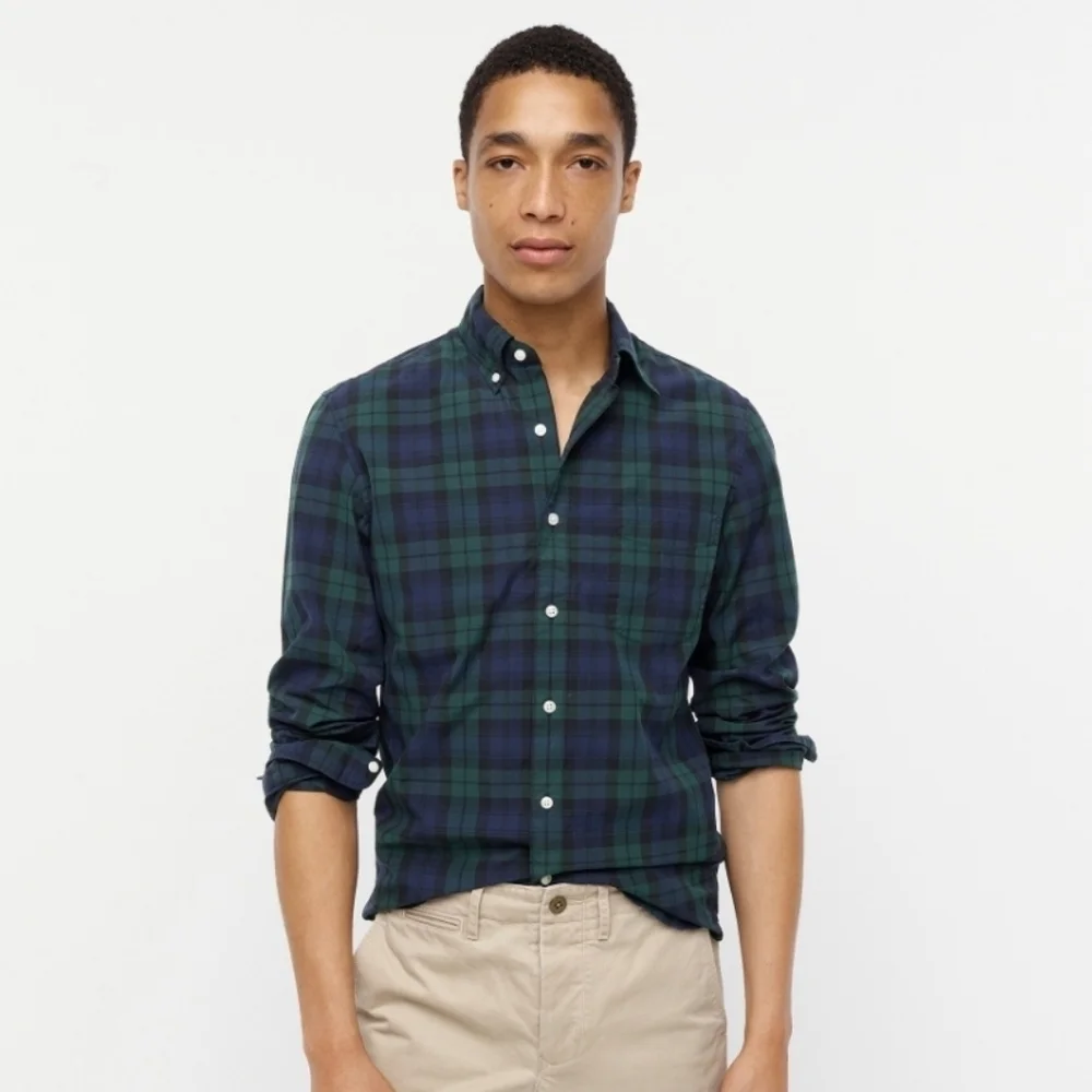 J. Crew Men's Slim Fit Flex Washed Button Down Plaid Shirt Sz Small